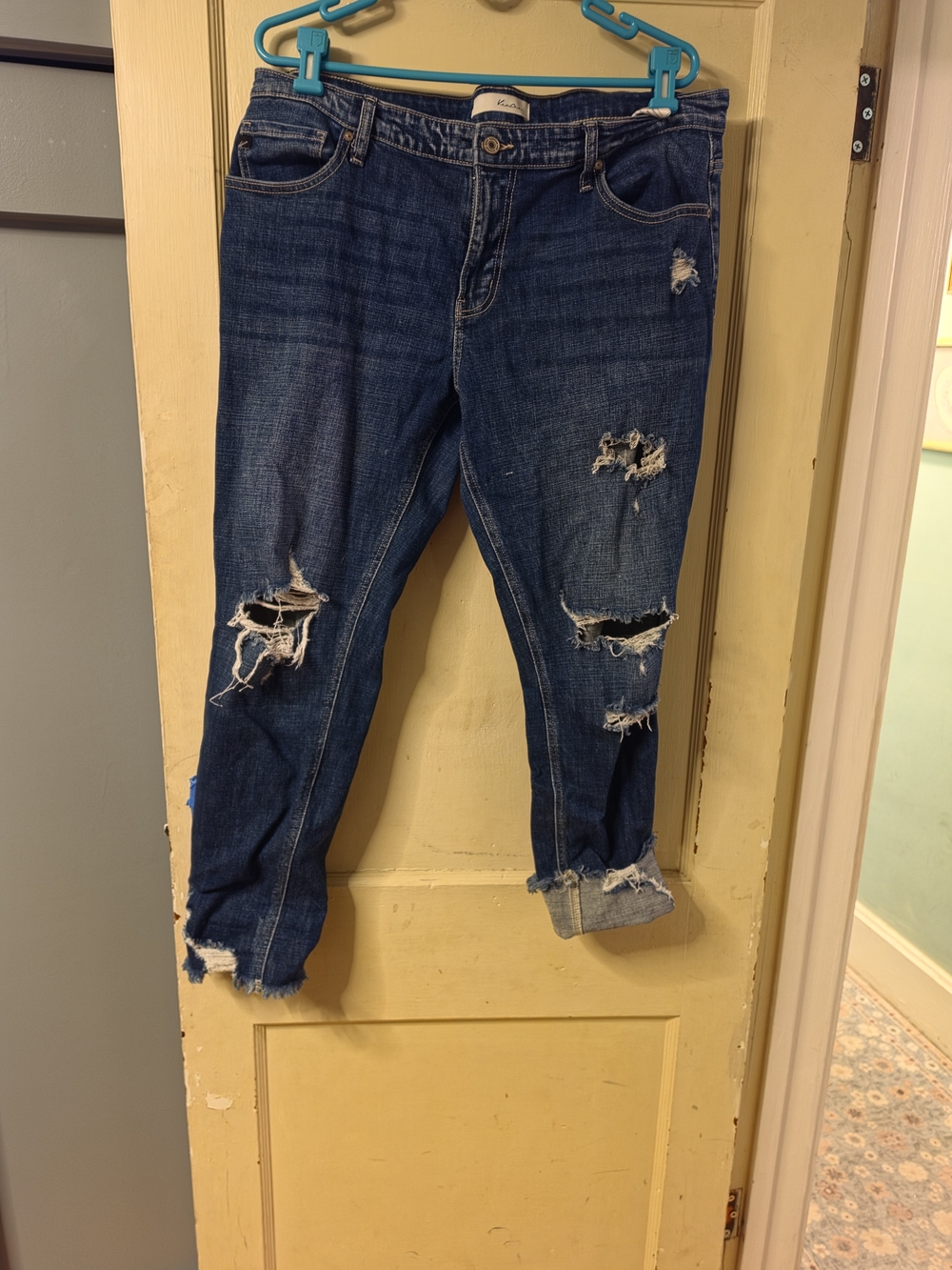 KanCan Dark Blue Distressed Boyfriend Jeans